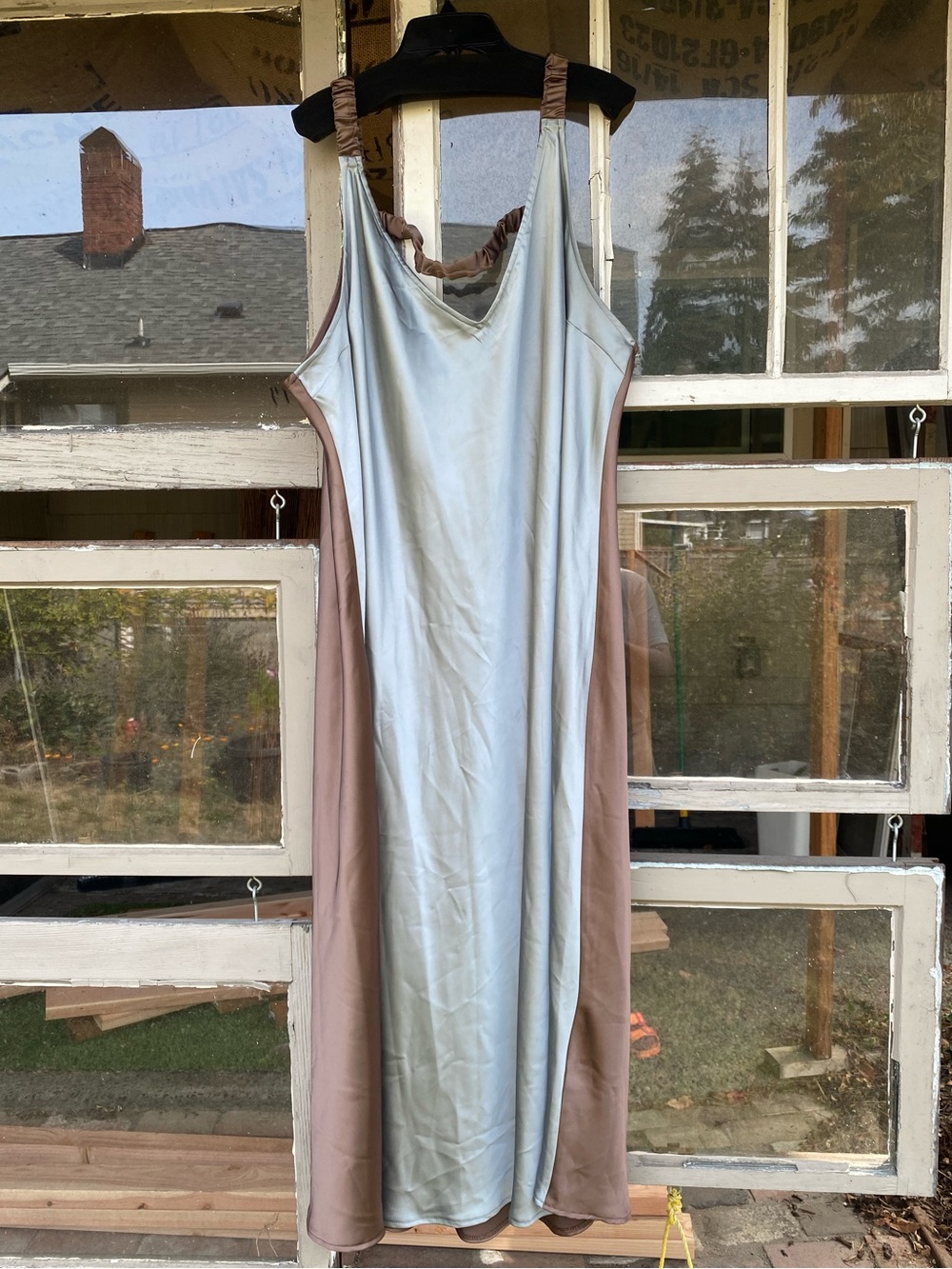 ASOS satin color blocked slip dress plus size 22